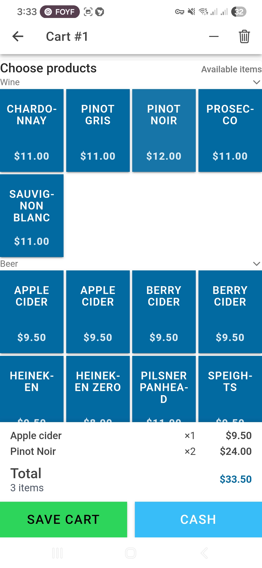 Quick POS Cart Screenshot