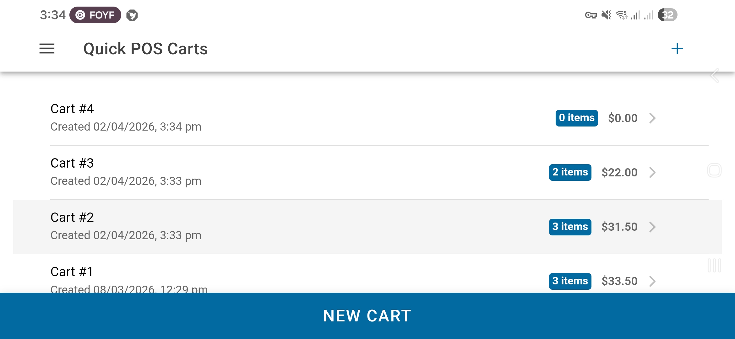Quick POS Landscape Carts Screenshot