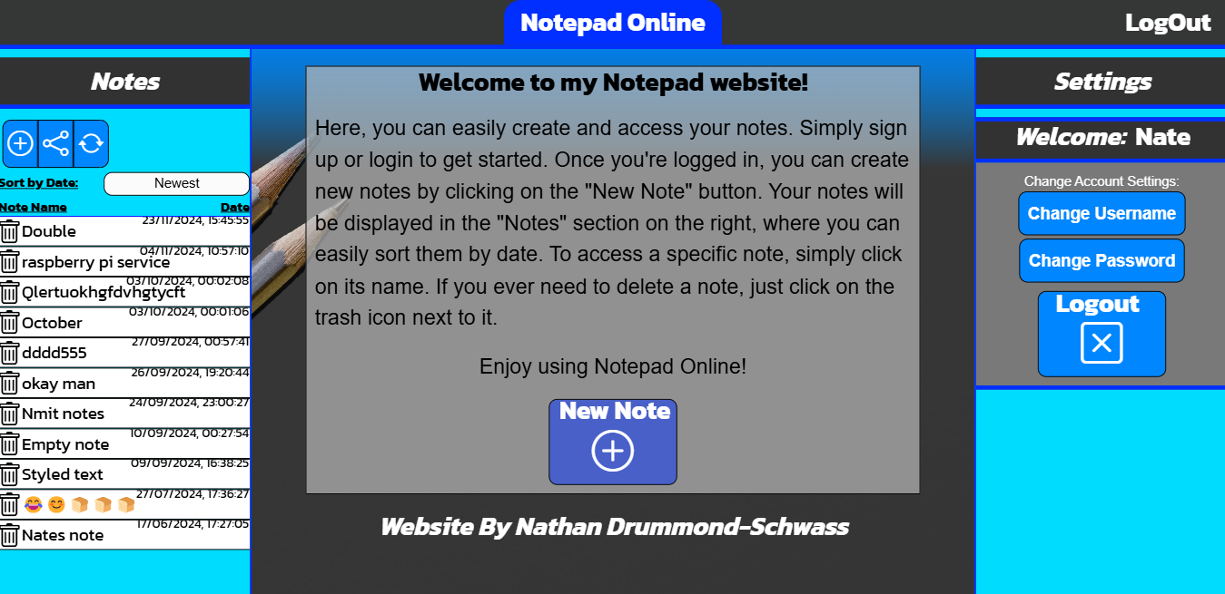 Notepad Website