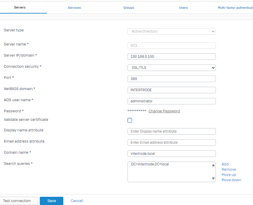 Sophos domain join configuration